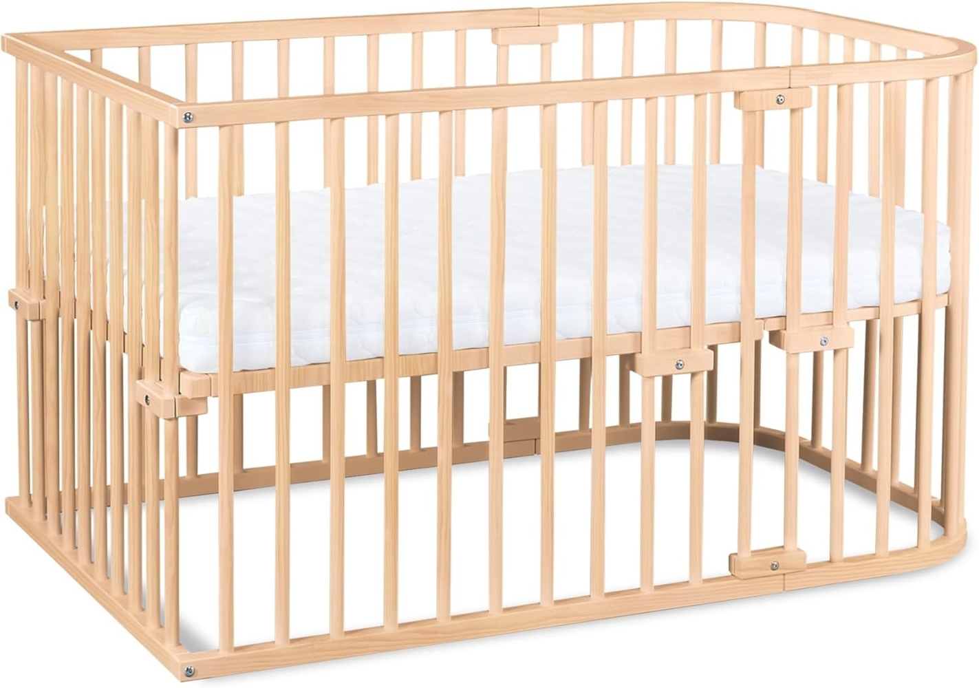 babybay Original Beistellbett aus massivem Buchenholz/kompakt & verwandelbar/Kinderbett Höhe stufenlos verstellbar & umweltfreundlich/mitwachsendes Babybett (Natur unbehandelt) / Kinderbettset Bild 1