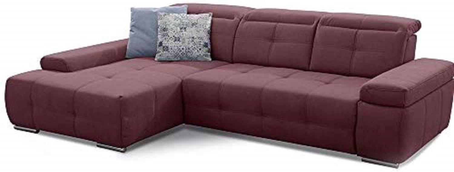 Cavadore Eckcouch Mistrel mit verstellbaren Kopfteilen, Ecksofa mit leichter Fleckentfernung dank Soft Clean, geeignet für Haushalte mit Kindern, Haustieren, 273 x 77 x 173, rot Bild 1