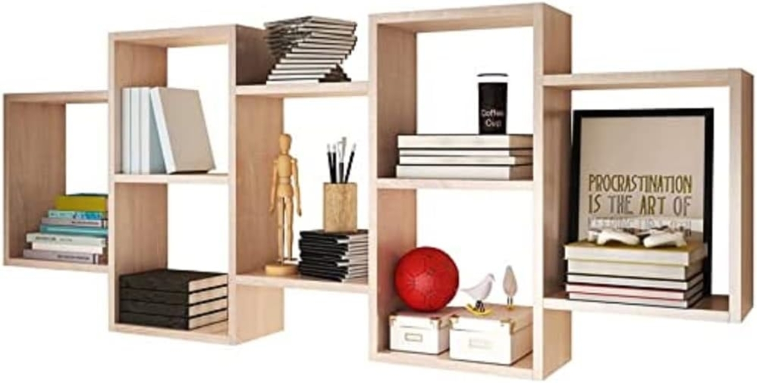 Selsey Kassi - Wandregal/Hängeregal/Bücherregal Mit 7 Fächern In Weiß Matt 160, 5X65Cm, 160,5 x 18 x 65 cm Bild 1