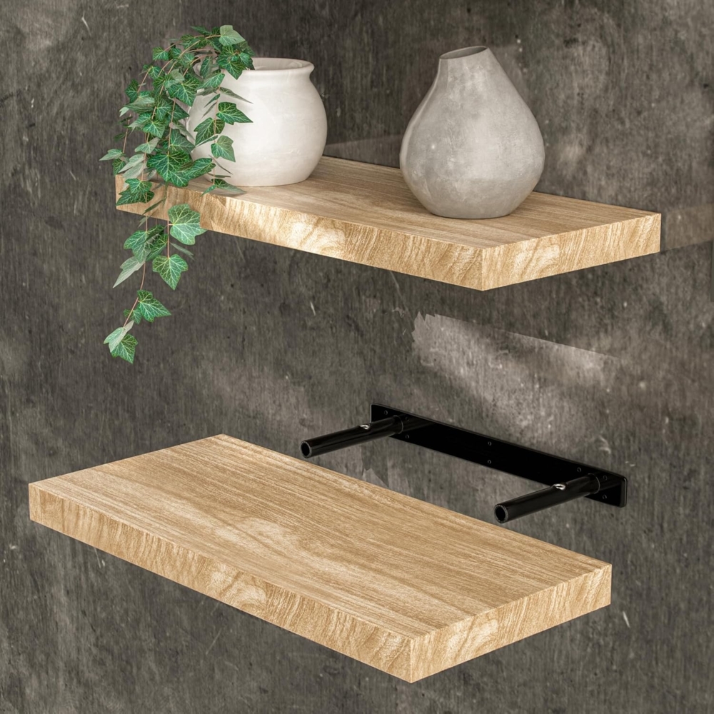 Casaria Wandregal mit Halterung, MDF, Eiche / Natur, 50x23x3,8cm Bild 1