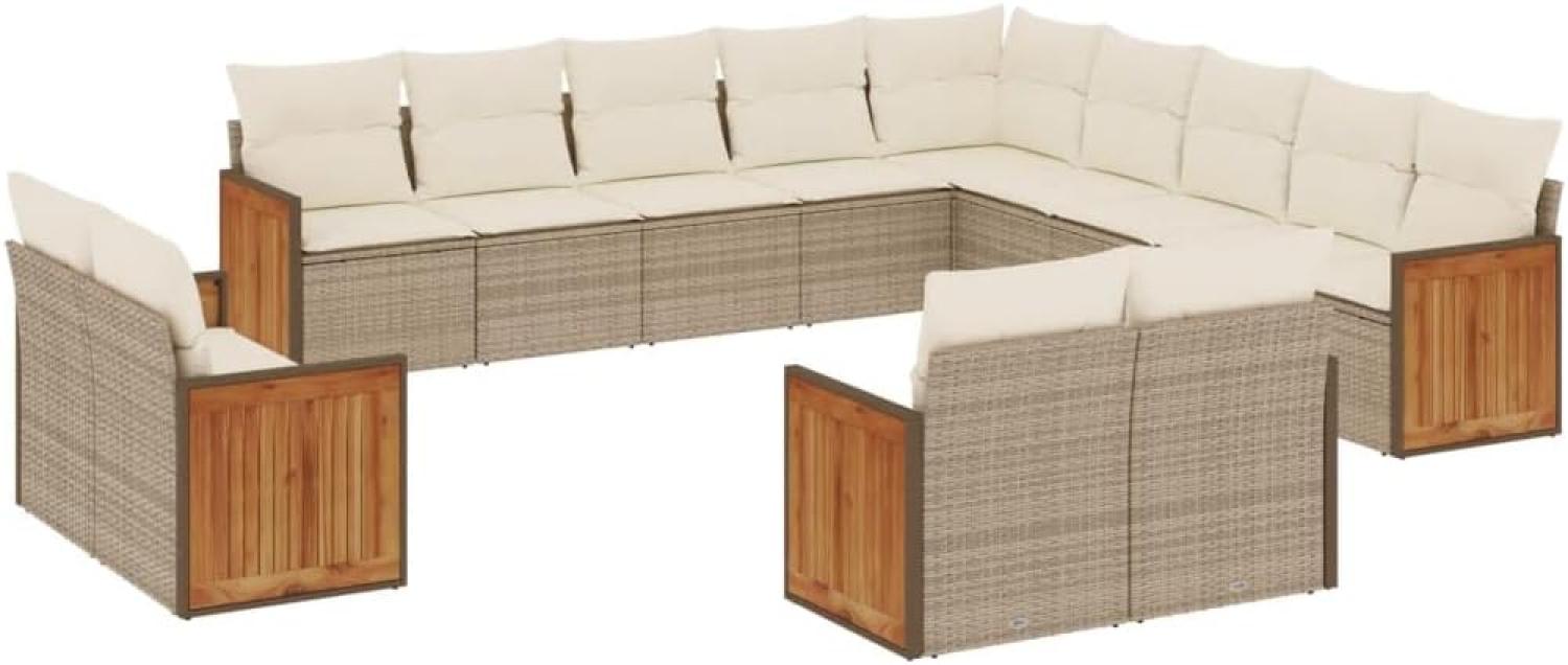 vidaXL 13-tlg. Garten-Sofagarnitur mit Kissen Beige Poly Rattan 3260609 Bild 1