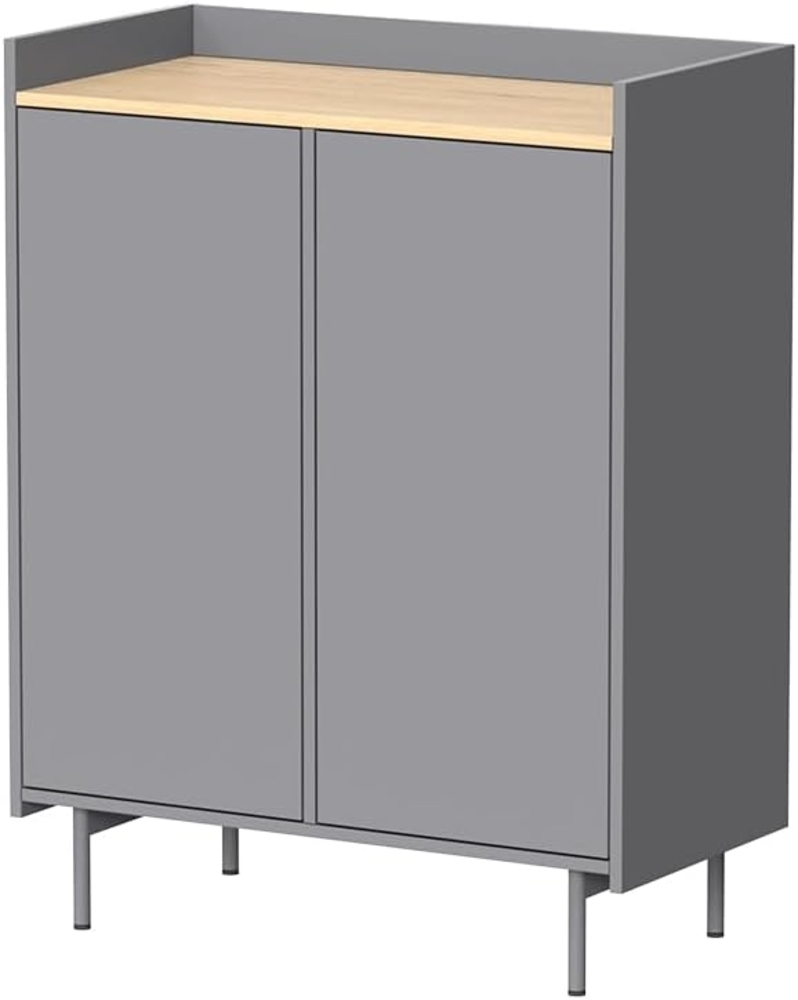 Vicco Kommode Grau/Eiche 80 x 103 cm mit 6 Fächern, Velina Bild 1