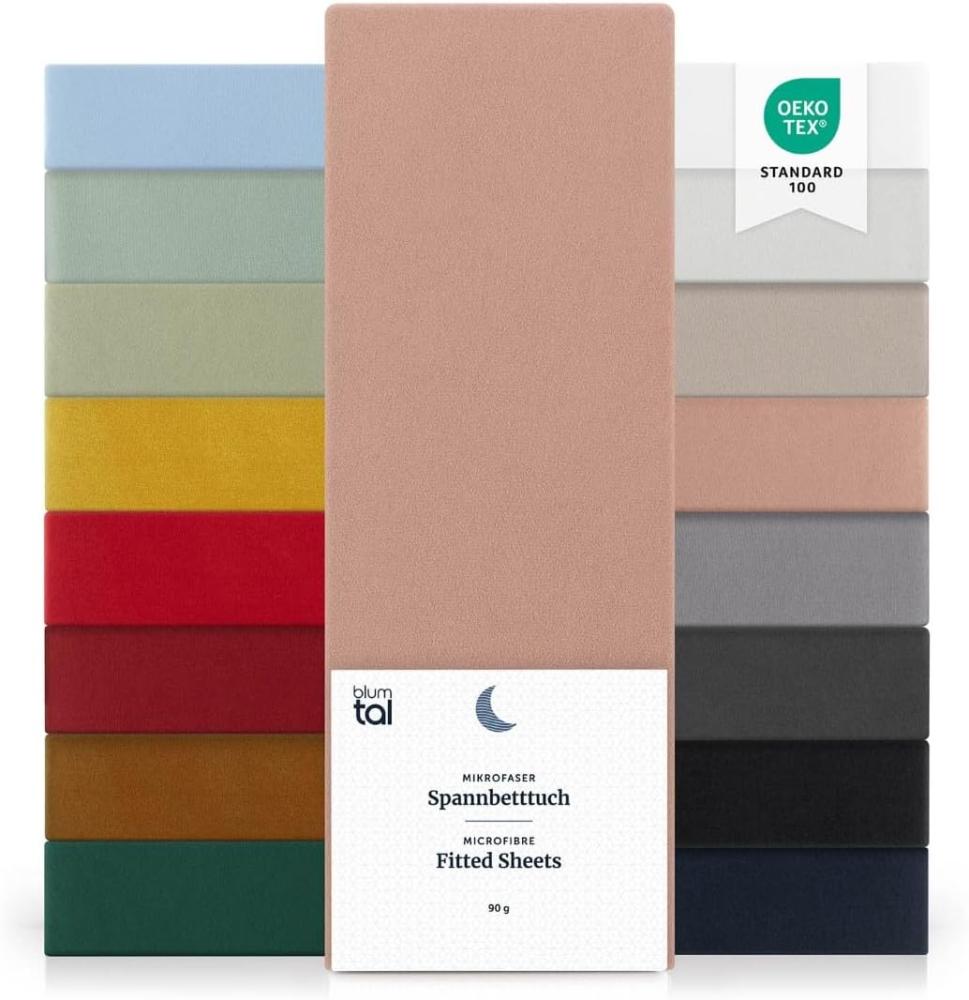 Blumtal® Spannbettlaken Microfaser - Spannbettlaken 90x190 cm im 2er Pack - Oekotex zertifizierter Bettbezug in 90x190 cm - Bettlaken für Matratzen im Set 90x190 cm - Fitted Sheets - Bettbezug - Rosa Bild 1