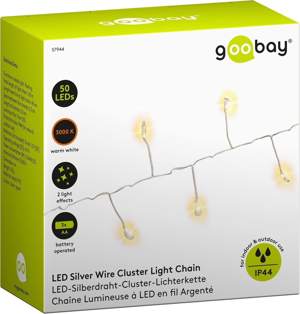 Goobay Silver Wire Cluster String Light with 50 LEDs Bild 1