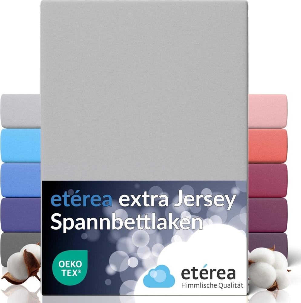 etérea Extra Jersey Spannbettlaken Silber 90x200 - 100x220 cm Bild 1