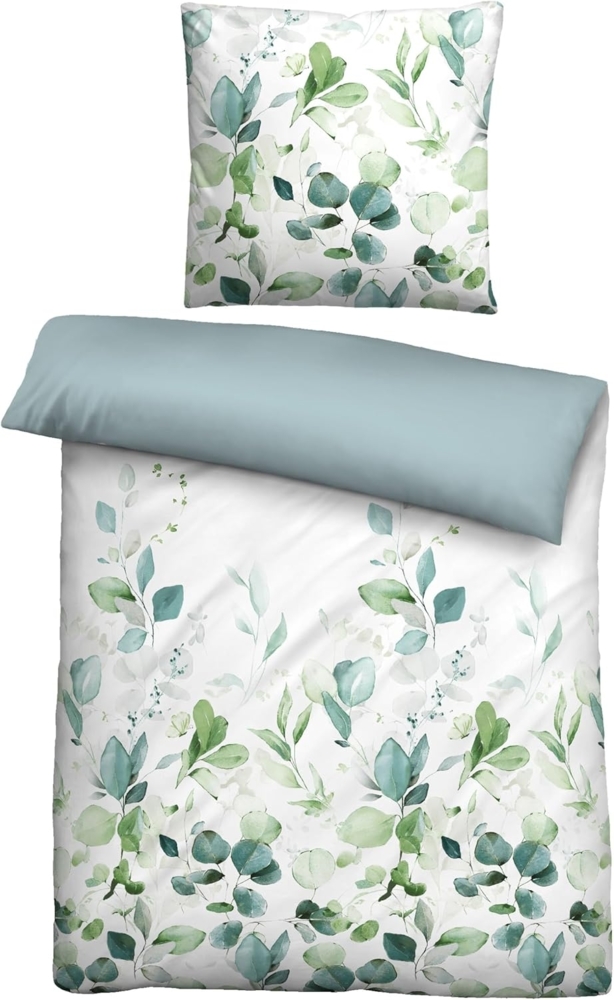 biberna Tencel Bettwäsche FLORAL, aqua, 1x 135x200 cm + 1x 80x80 cm Bild 1