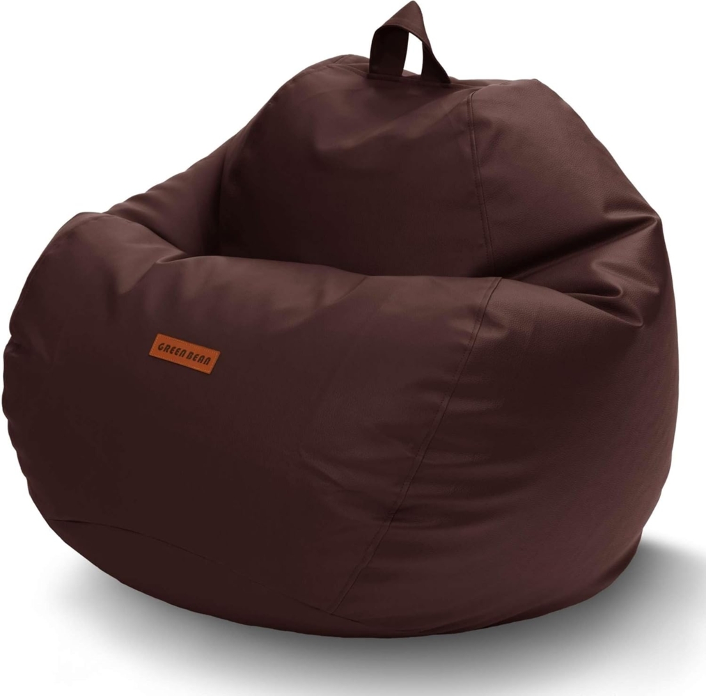 Green Bean Sitzsack aus Kunstleder mit Füllmaterial (EPS Perlen) in 3 Farben (Indoor und Outdoor, abwaschbarer Oberfläche), Bean Bag Sitzkissen Sitzpuff Sitzsessel Bodenkissen Lounge Bild 1