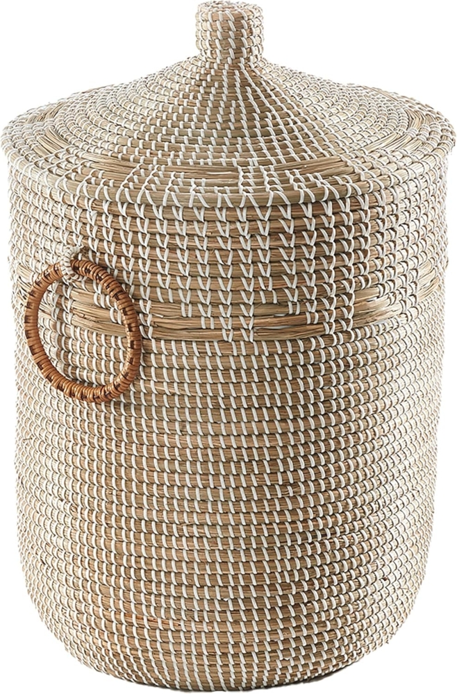 Kobolo Aufbewahrungskorb Schlangenkorb WOMA WHITE aus Seegras mit Deckel (Stück, 1 St, Stück), Korb mit Deckel Bild 1