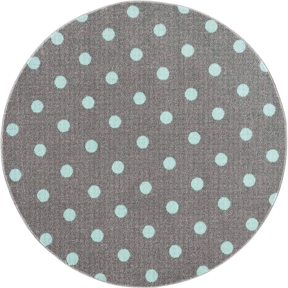 LIVONE Kinderteppich Kids love Rugs CIRCLE silbergrau/mint 100 cm rund Bild 1