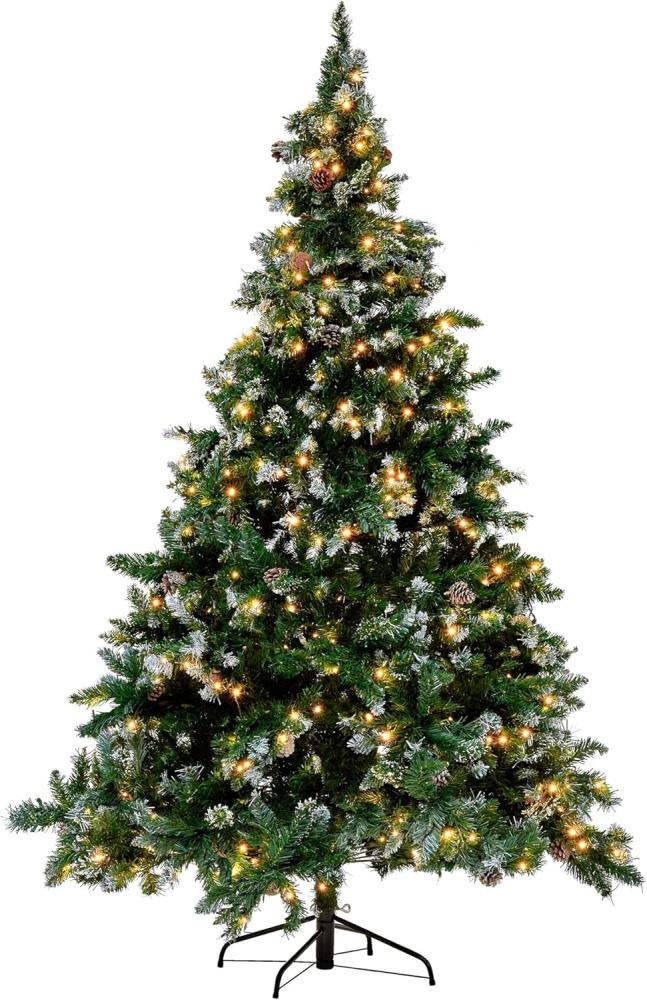 Künstlicher Weihnachtsbaum mit LED Beleuchtung Schnee bestreut 180 cm grün PALOMAR Bild 1