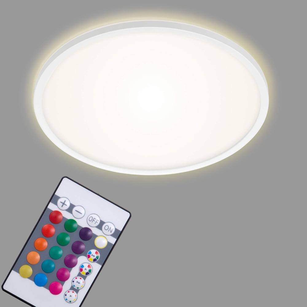 BRILONER Leuchten - LED Panel, Deckenleuchte dimmbar, Deckenlampe, RGB, Farbsteuerung, Backlight, inkl. Fernbedienung, 22 Watt, 2. 700 Lumen, 4. 000 Kelvin, Weiß, Ø 42cm Bild 1