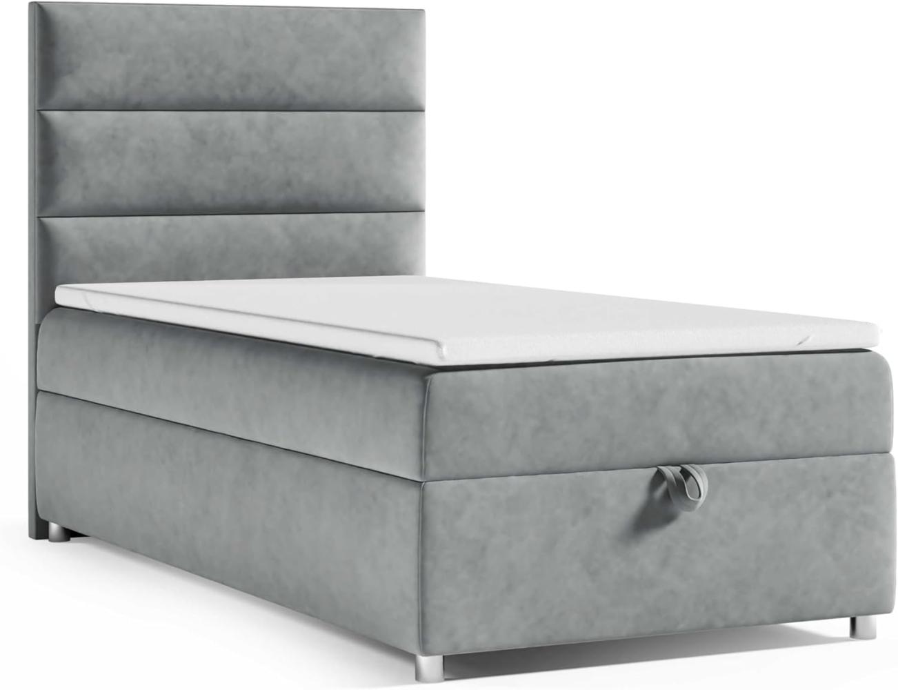 Best for Home Boxspringbett K4 SINGLE mit Bettkasten (Grau 90x200) Bild 1