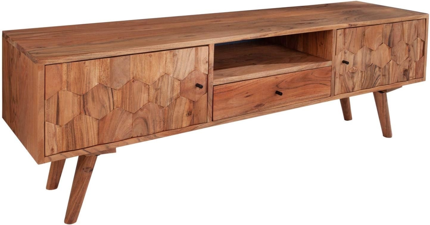 riess-ambiente Lowboard MYSTIC LIVING 140cm natur, Massivholz · TV-Schrank · Akazie · Wohnzimmer · Retro Bild 1