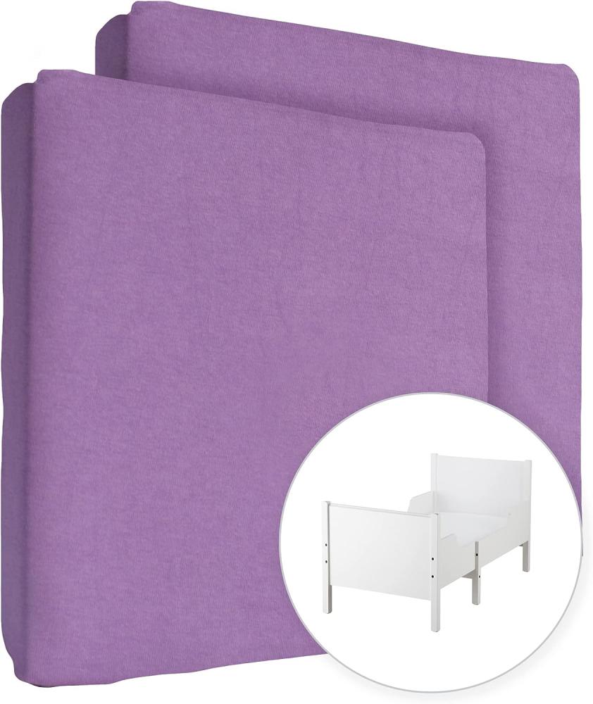 2X Jersey 100% Baumwolle Spannbettlaken für 160x80cm Kleinkind Junior Bett Matratze (Violett) Bild 1