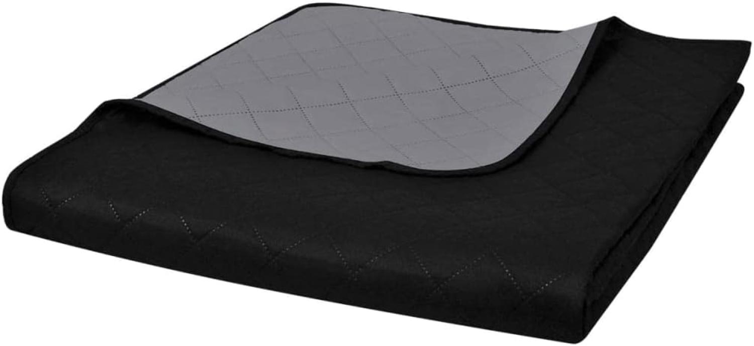 vidaXL Zweiseitige Tagesdecke Gesteppt Schwarz/Grau 220x240 cm 130884 Bild 1