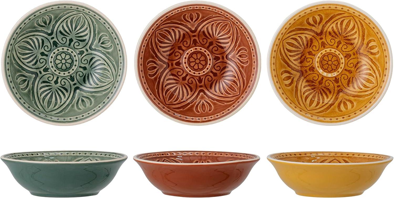 Bloomingville Dessertschale Rani Plate Green Stoneware, Schale 3er Set 150ml Keramik kleine Dessertschalen Schüsseln dänisches Design Bild 1