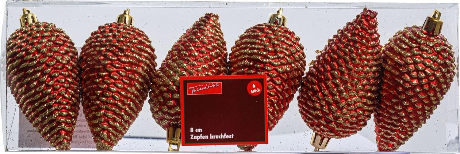 TrendLine Zapfen 6 Zapfen in Gold Weihnachtsbaum Weihnachtsdekoration Deko Bild 1