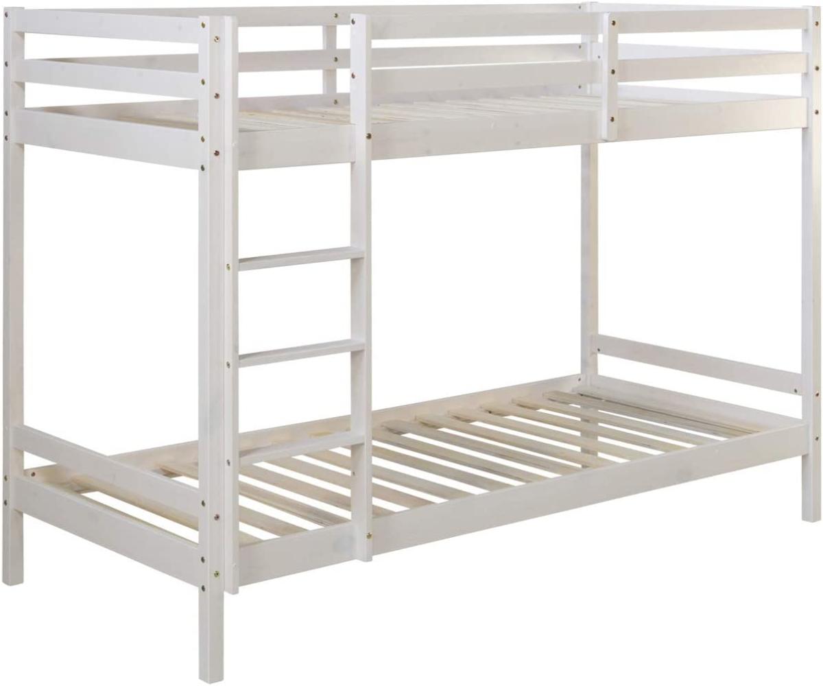 Homestyle4u Etagenbett, Kiefernholz weiß, 90x200 cm Bild 1