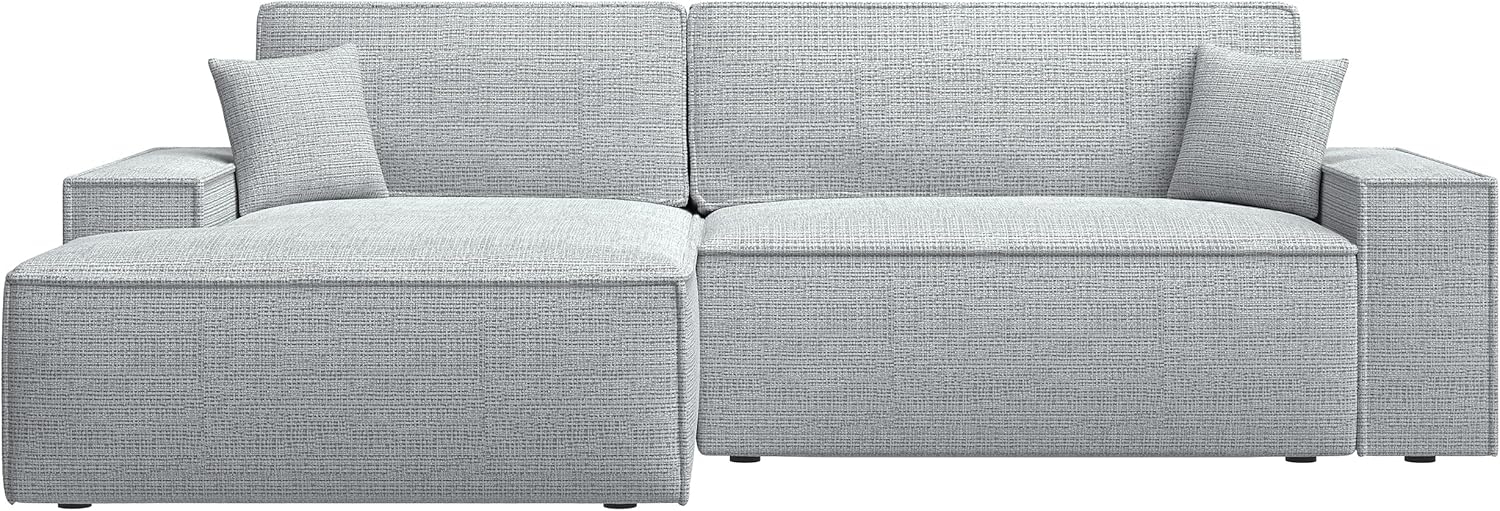 Selsey Farese New - Ecksofa mit Schlaffunktion, Chenille-Bezug in Hellgrau, linksseitig Bild 1