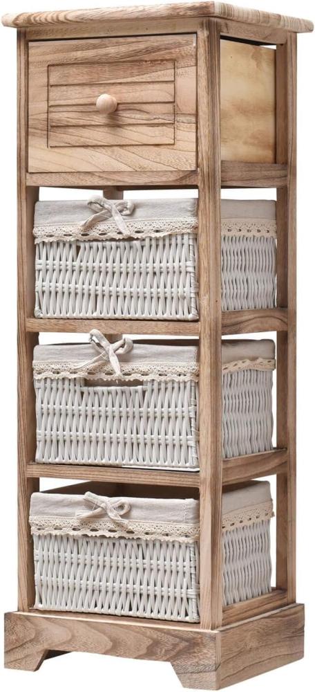 Rebecca Mobili Beistellschrank Kommode Badezimmer 1 Schublade 3 Körbe Holz Hellbraun Country Küche Wohneinrichtung - 81 x 30 x 27 cm (H x B x T) - Art. RE6106 Bild 1