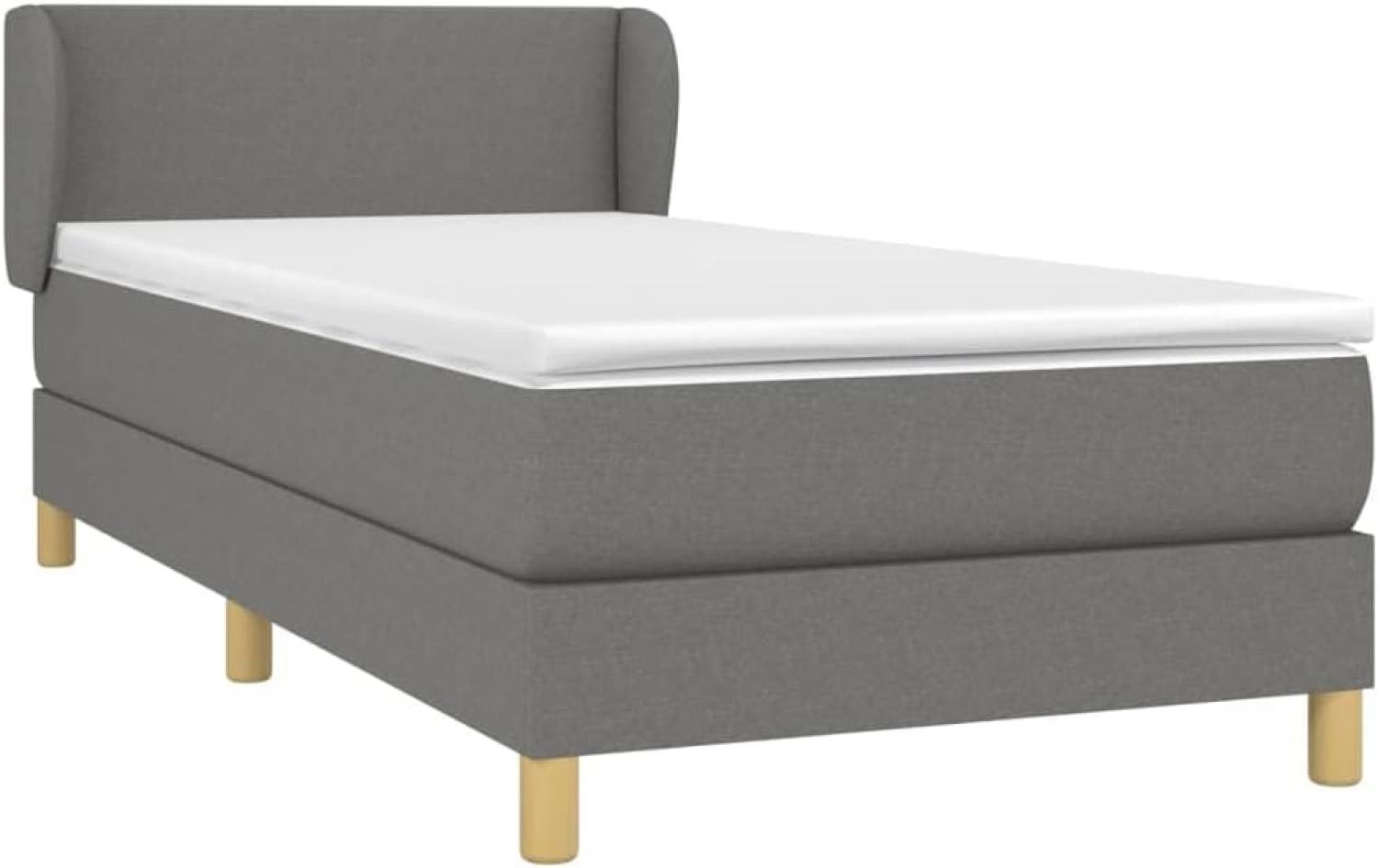 vidaXL Boxspringbett mit Matratze Dunkelgrau 90x190 cm Stoff 3126606 Bild 1