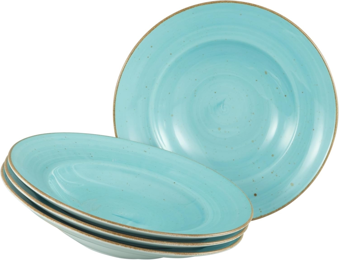 CreaTable Pastateller Vintage Nature, Pastateller 27 cm 4-tlg, (4 St), Handgemalt, Gesprenkelt, Rustikales Außenband Bild 1