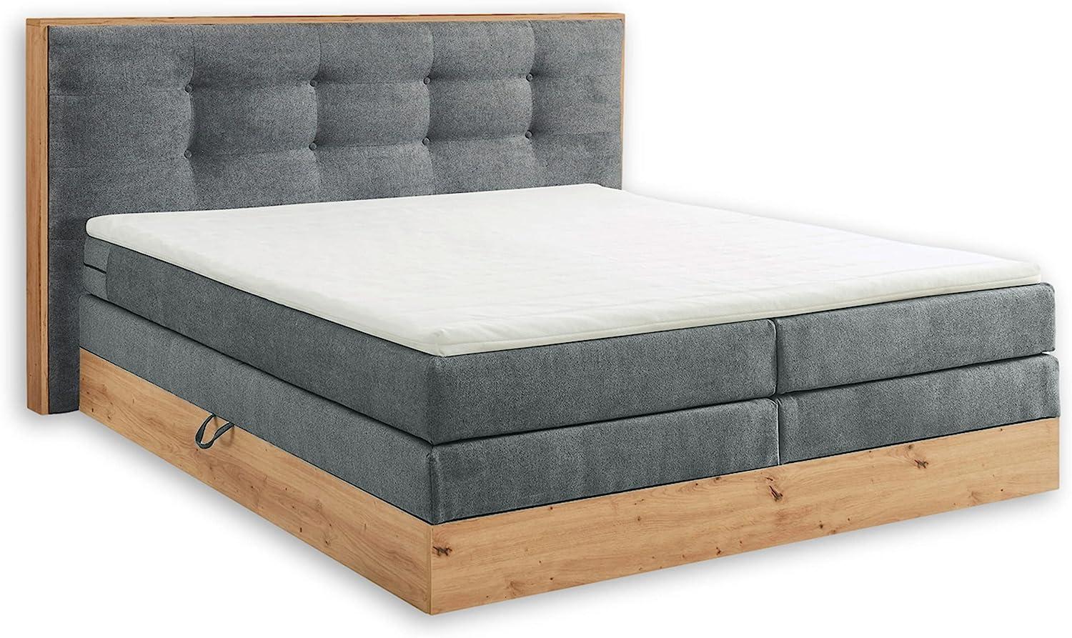 Boxspringbett 'Preston 6' mit Matratze und Topper, Dark Grey/Artisan Eiche, H2, 180 x 200 cm Bild 1