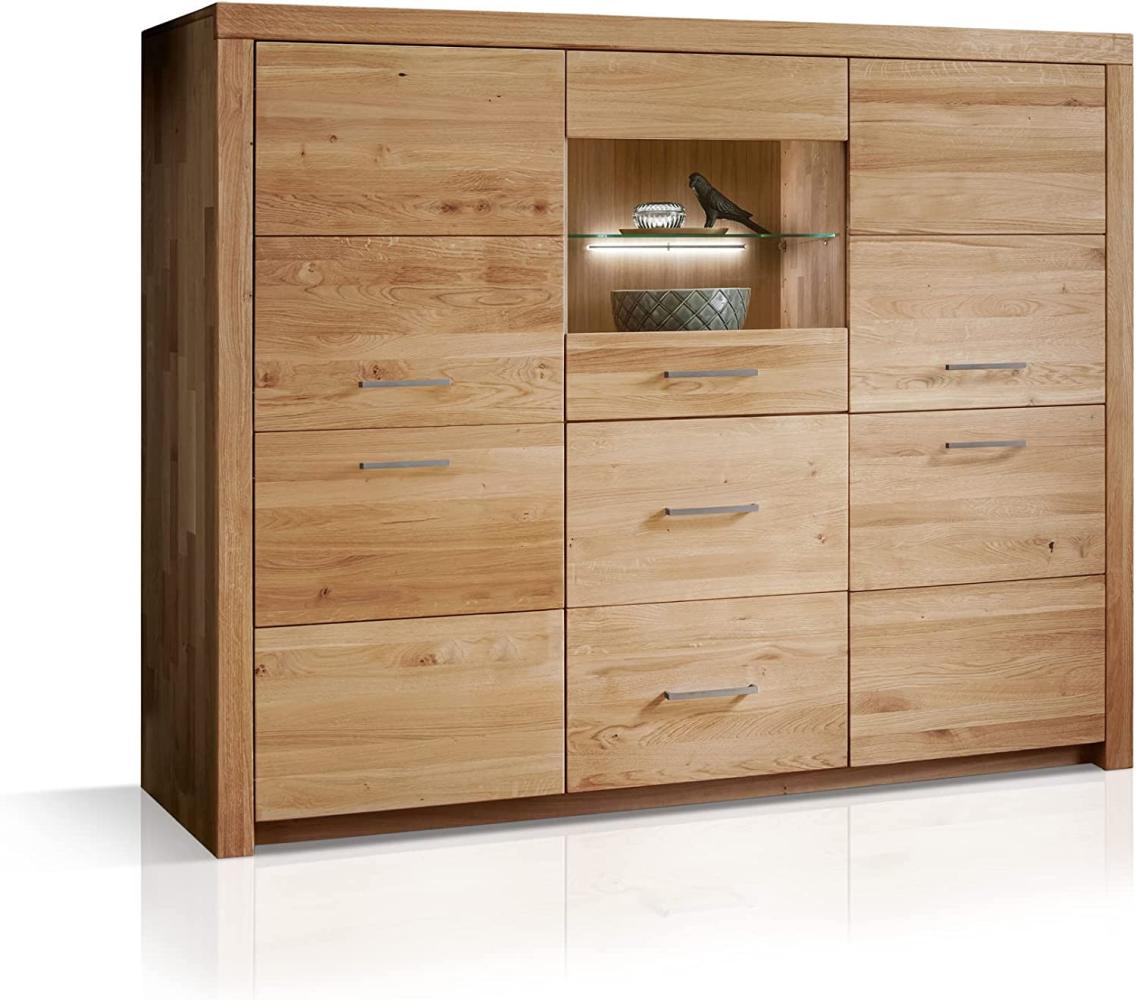 Möbel-Eins KAMILLA Highboard II, Material Massivholz, Wildeiche geölt Bild 1