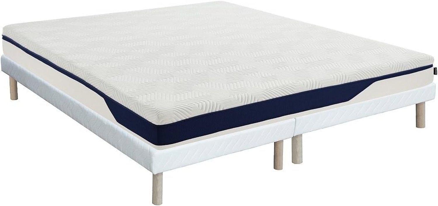 Vente-unique - Bett-Set 180 x 200 cm Polsterbett + Matratze Memory-Schaum 7 Zonen, abnehmbar, H. 22 cm - FAGANI de YSMÉE Bild 1
