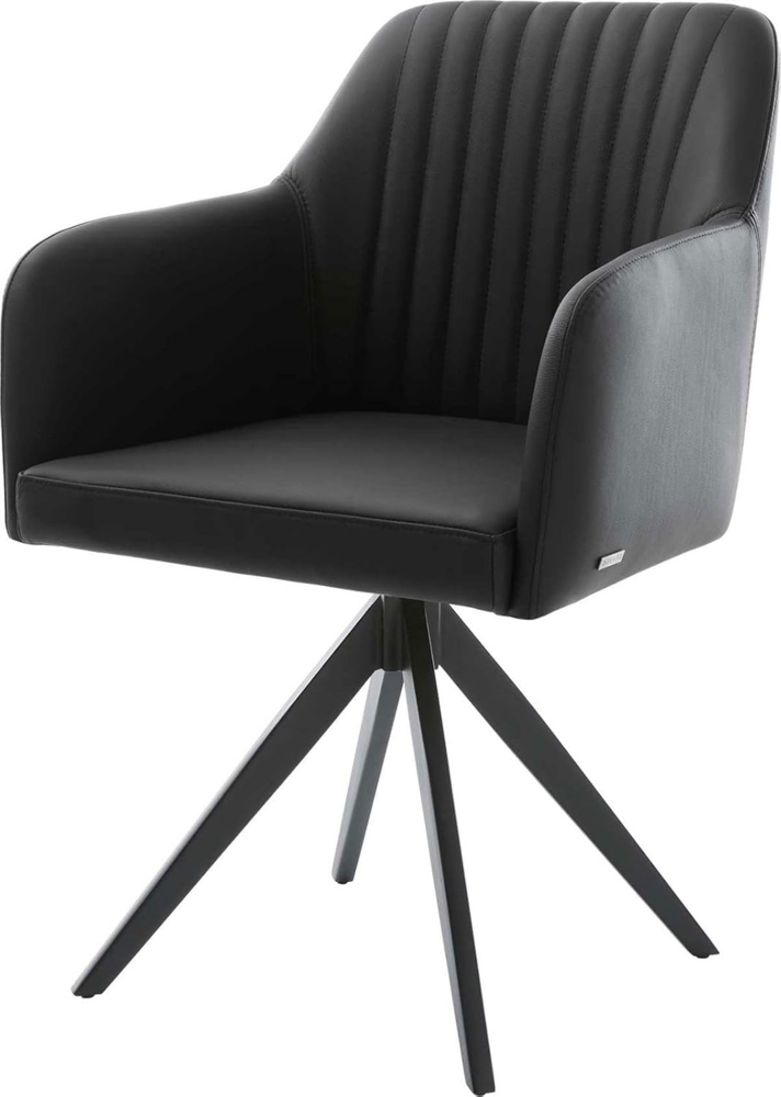 Esszimmerstuhl Greg-Flex Echt-Leder Schwarz Kreuzgestell kantig Schwarz Taschenfederkern Bild 1