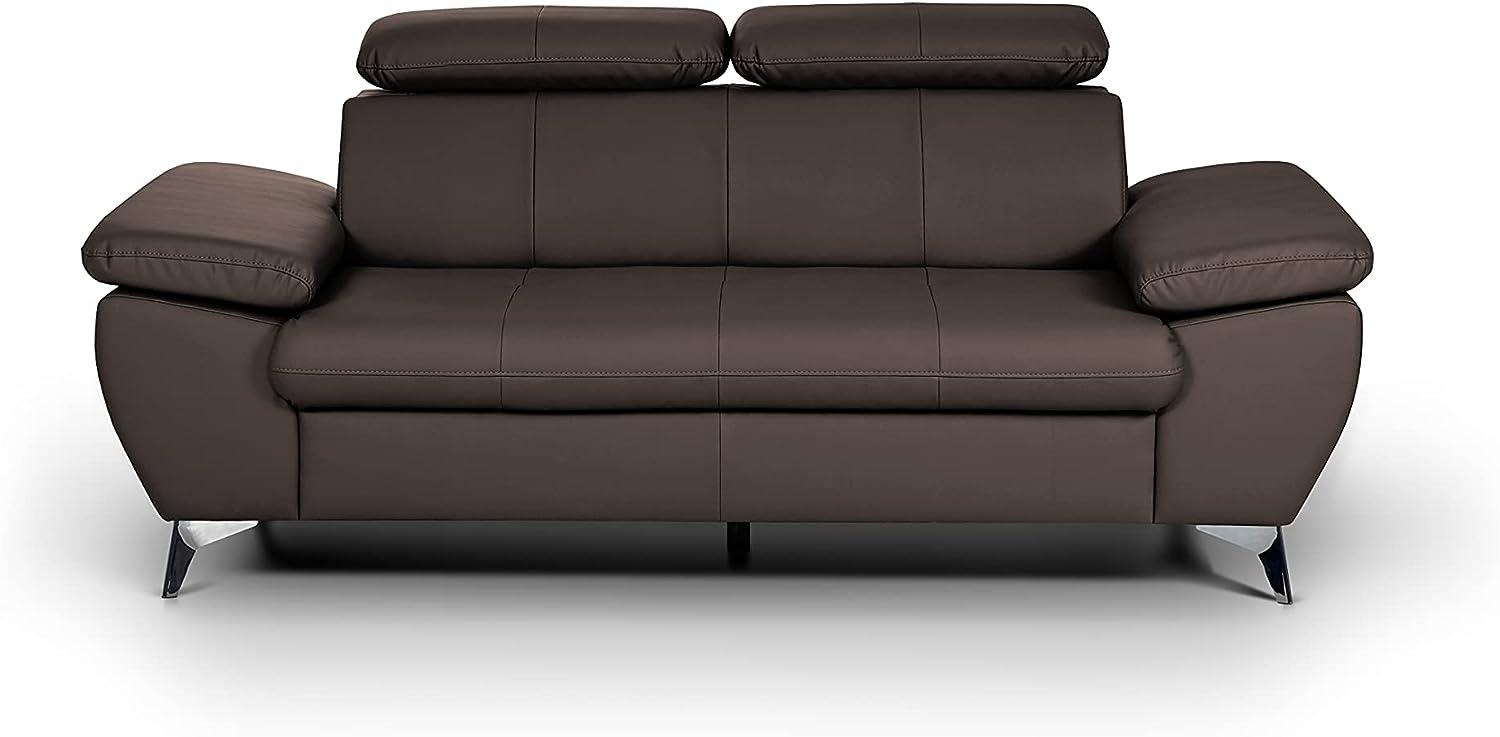 Mivano 2,5er-Sofa Gisele / Sofagarnitur mit Kopfteilverstellung und Armteilfunktion / 196 x 83 x 100 / Kunstleder, Dunkelbraun Bild 1