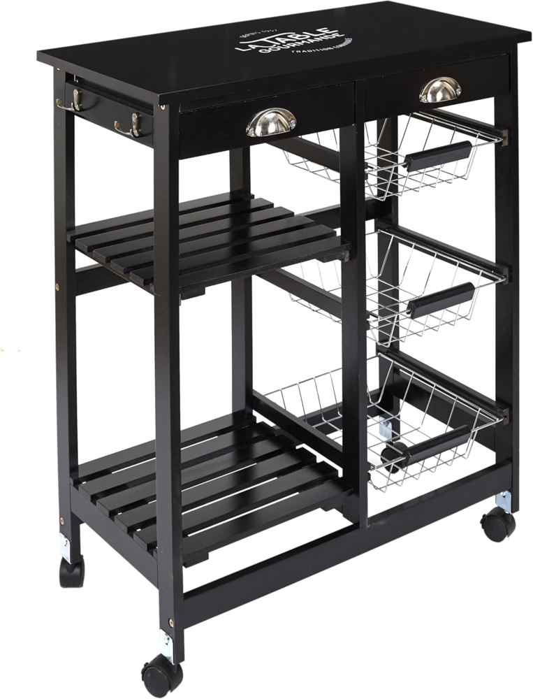 HOME DECO FACTORY HD7101 Servierwagen, auf Rollen, Bistrot-Stil, Haushalt, Markt, Aufbewahrung in der Küche Bild 1