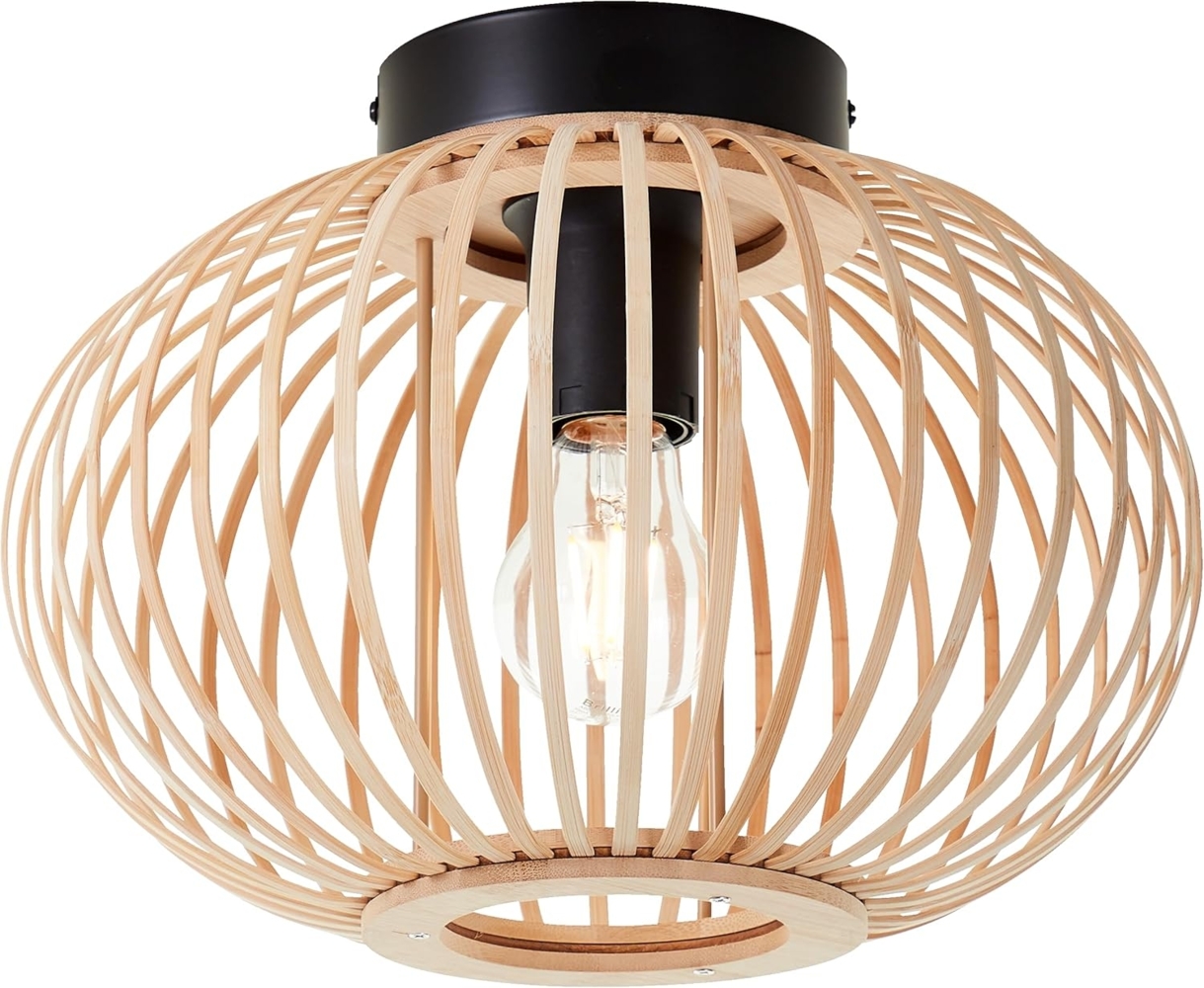 Lightbox Deckenleuchte, ohne Leuchtmittel, Deckenlampe, 30 cm, E27, Bambus/Metall, natur/schwarz Bild 1