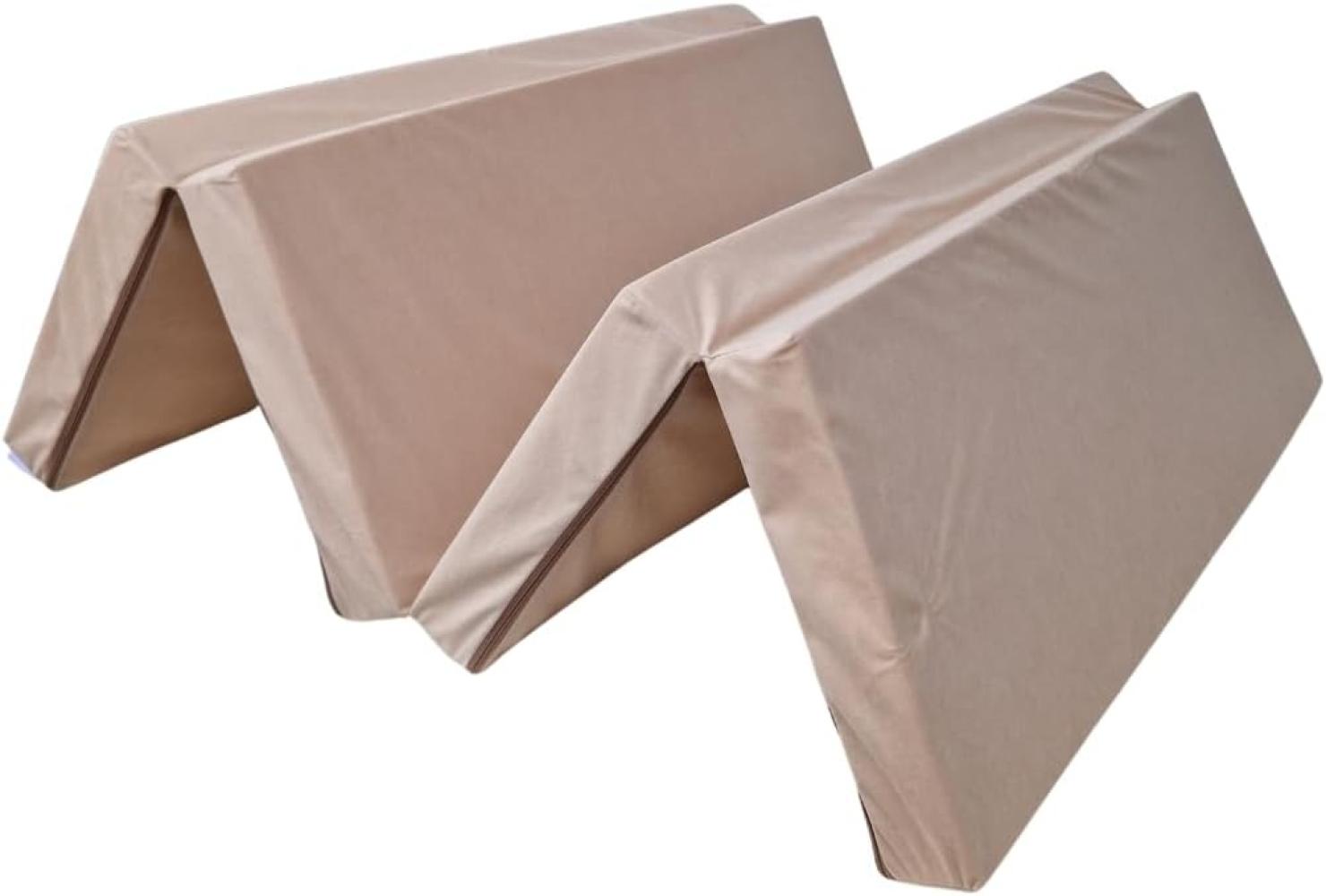 Natalia Spzoo - breite Faltmatratze 180 x 120 x 8 cm für einen erholsamen Schlaf wie auf Wolken – Klappmatratze mit abnehmbarem Bezug – 3-teilige klappbare Schlafmatte (1009 Beige) Bild 1