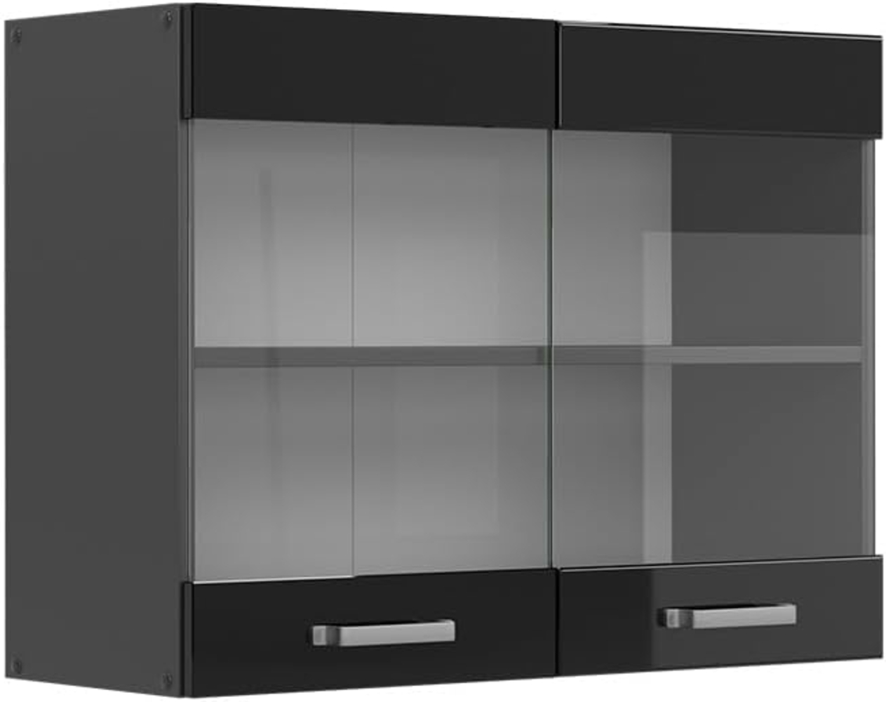 Vicco Glashängeschrank R-Line, Schwarz Hochglanz/Anthrazit, 80 cm Bild 1