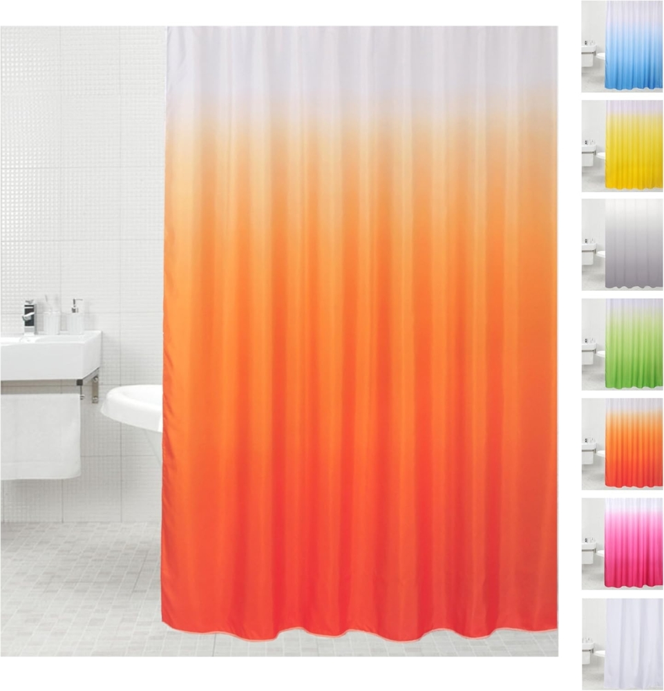 Sanilo Duschvorhang Magic Orange 180 x 200 cm, 100% wasserdicht, Anti-Schimmel-Effekt, hochwertige Qualität Bild 1