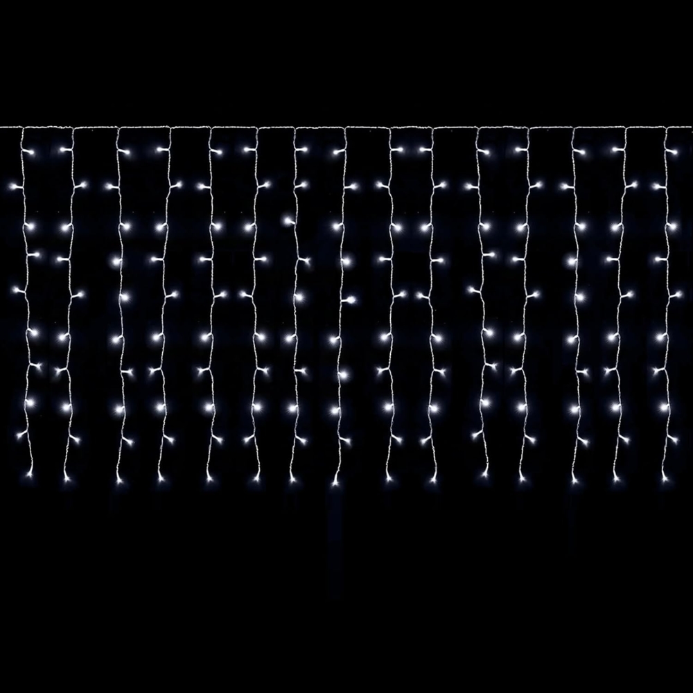 SALCAR LED Eisregen Fenster 3x1 m LED Lichtervorhang Balkon, 150er LED Lichterkette Außen Innen Weihnachten, Weihnachtsbeleuchtung Hängend mit 8 Modi, Timer und Memory-Funktion, Kaltweiß Bild 1