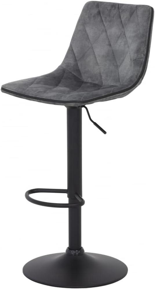 Barhocker MAREN Sitzhocker für Theke höhenverstellbar Microfaser grau Bild 1