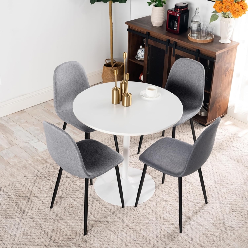 FurnitureR 4er-Set Elegante Esszimmerstühle aus Stoff mit Metallbeinen Ideal für das Schlafzimmer, Wohnzimmer, Grau Bild 1