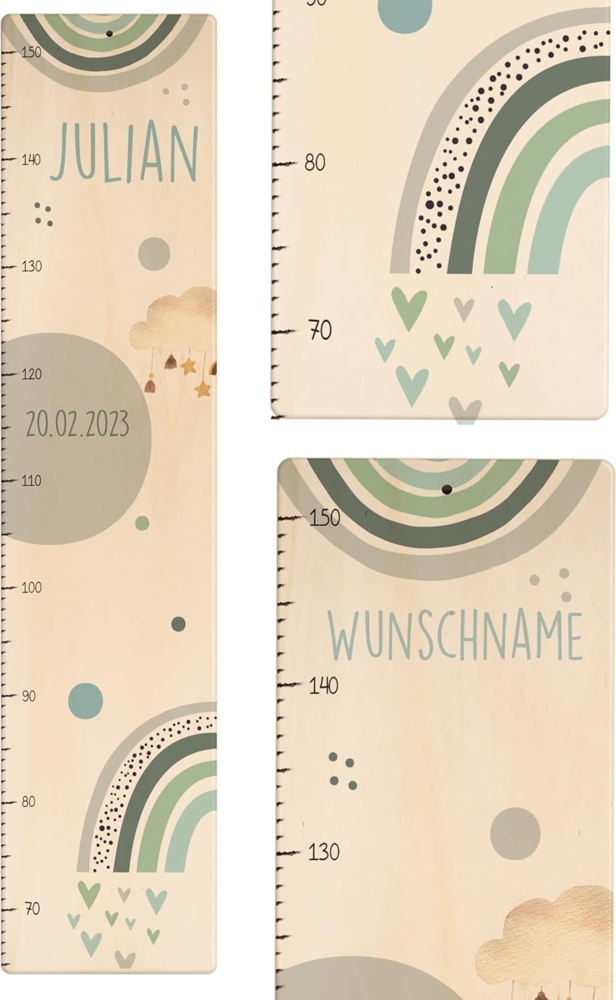 KIDSMOOD - Messlatte für Kinderzimmer Personalisiert, 70-140 cm - Messlatte Kinder Holz personalisiert Mit Namen für Baby- & Kleinkinderzimmer - Individuelles Geschenk für Kinder und Babys zum Geburt Bild 1