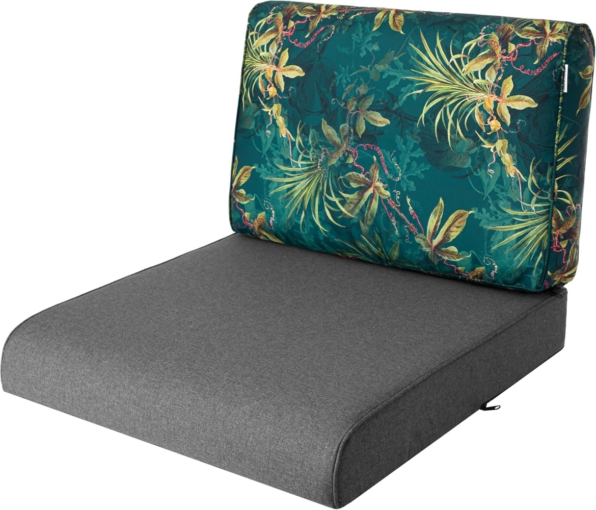 Bjird Sitzkissen Polsterauflagen für Rattanmöbel - 2-teilig (Sitz + Rückenlehne), Kissen für Gartenmöbel / Stühle - Indoor & Outdoor - Anti-Rutsch Bild 1