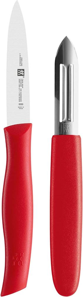 Zwilling Messer Twin Grip mit Sparschäler, Edelstahl, Silber-Rot, 38 x 28 x 28 cm, 2-Einheiten Bild 1