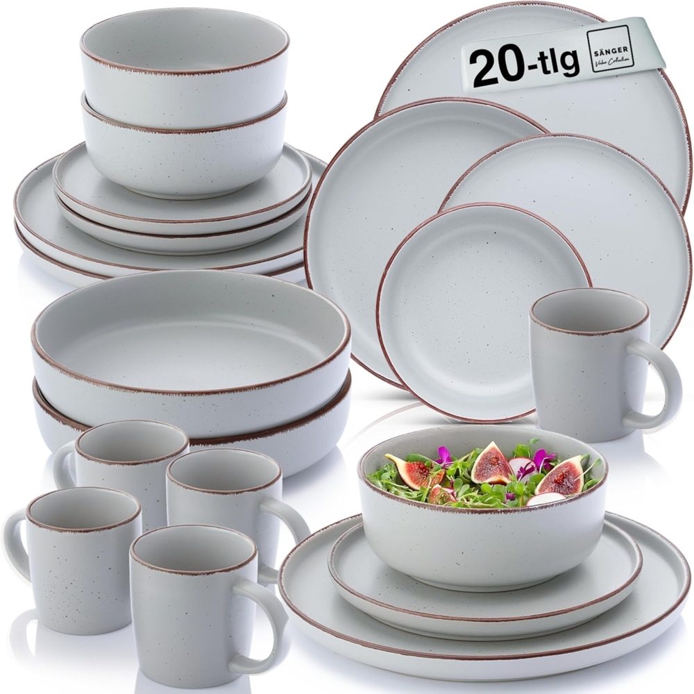 SÄNGER Steingut Geschirrset Bombay Stone 20 teilig für 4 Personen Bild 1