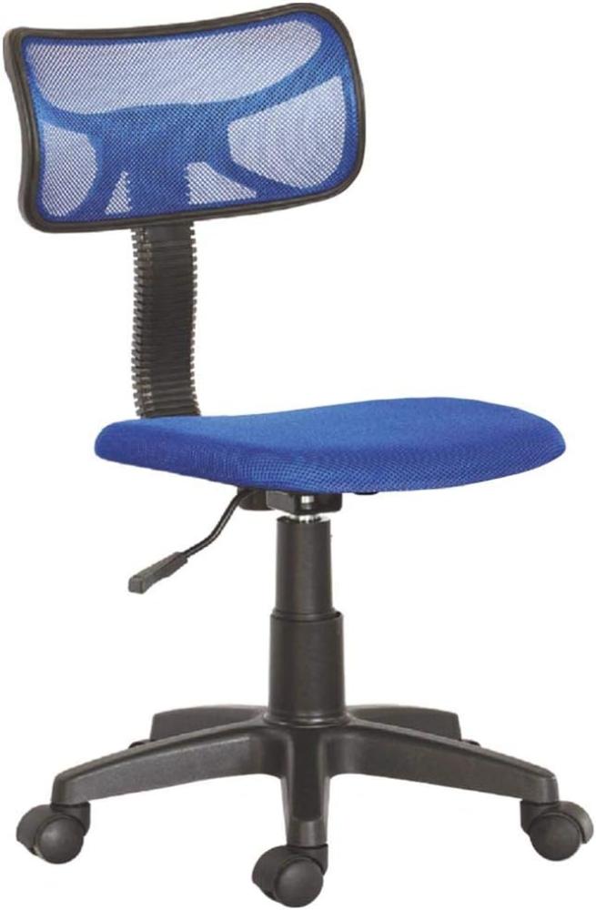 BAKAJI Drehstuhl mit 5 Rädern, Büro, Schreibtisch, Rückenlehne, ergonomisch, Blau, Leinwand, Medium Bild 1