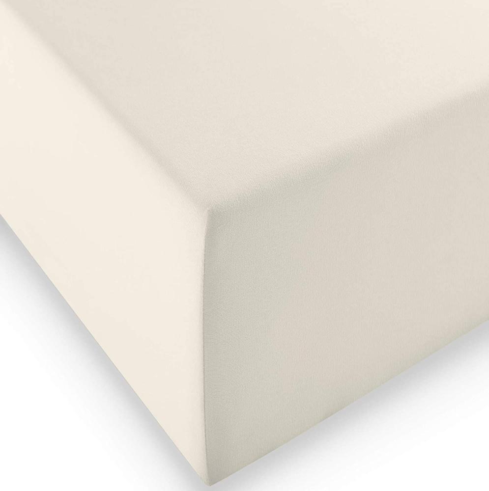 fleuresse Jersey-Elasthan Spannbettlaken Comfort XL 90x200 cm Creme Bild 1