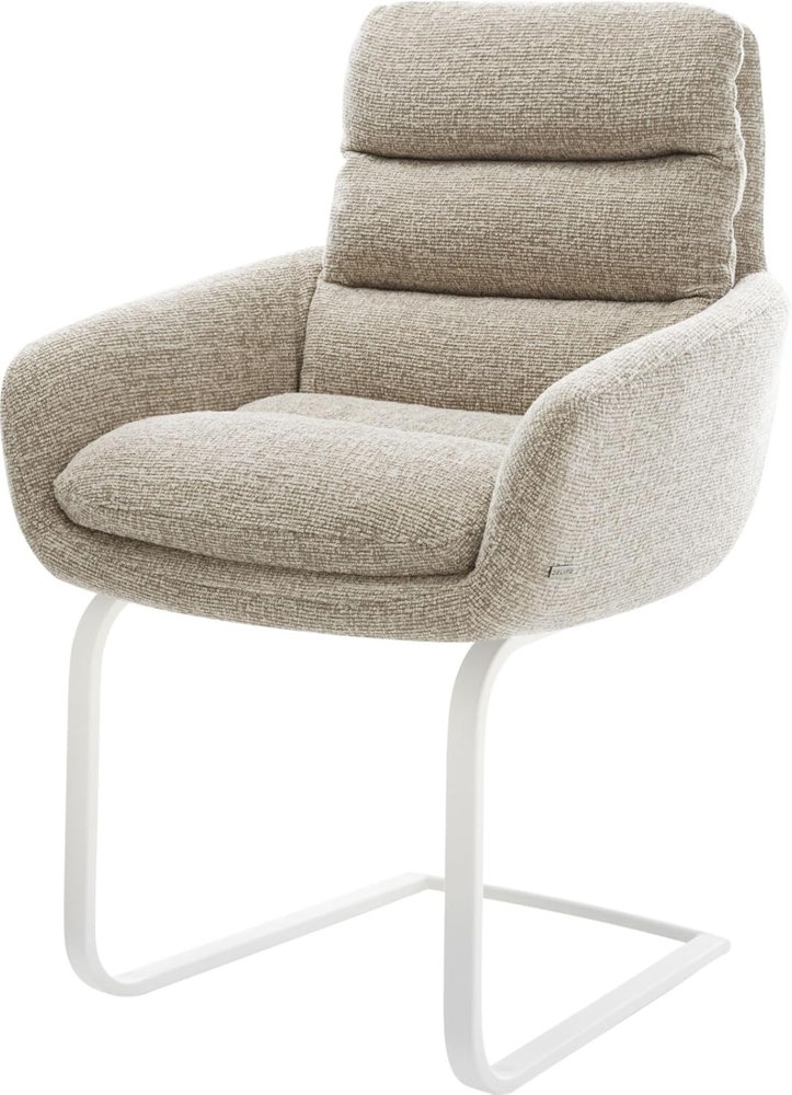 Freischwinger Abelia-Flex mit Armlehnen Webstoff Soft Beige Freischwinger flach Weiß Bild 1