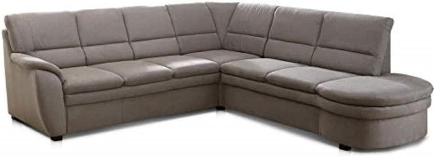 Cavadore Ecksofa Gingle mit Ottomane rechts / Sofagarnitur mit Federkern, Bettfunktion und hochwertigem Mikrofaser-Bezug in Wildlederoptik / Klassisches Design / 260 x 89 x 240 / Grau Bild 1