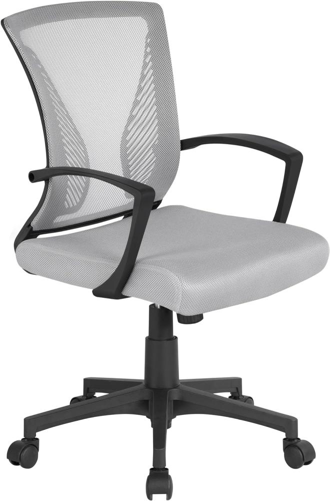 Yaheetech Bürostuhl Ergonomisch, Schreibtischstuhl mit Netzbespannung, Arbeitsstuhl mit Armlehnen, Chefsessel aus Mesh, höhenverstellbarer Computerstuhl 136 kg, atmungsaktiv, Wippfunktion Grau Bild 1