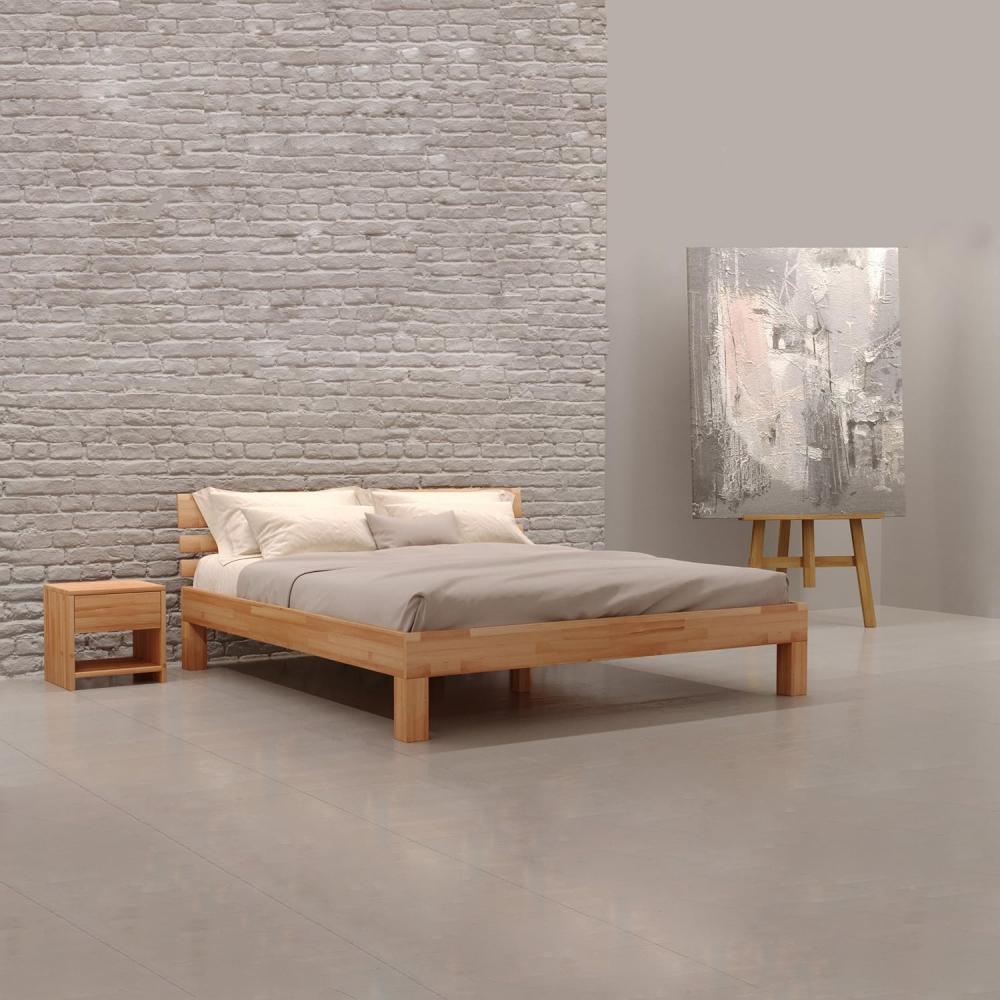 Krok Wood Massivholzbett Julia mit Kopfteil in Buche 200x200 cm Bild 1