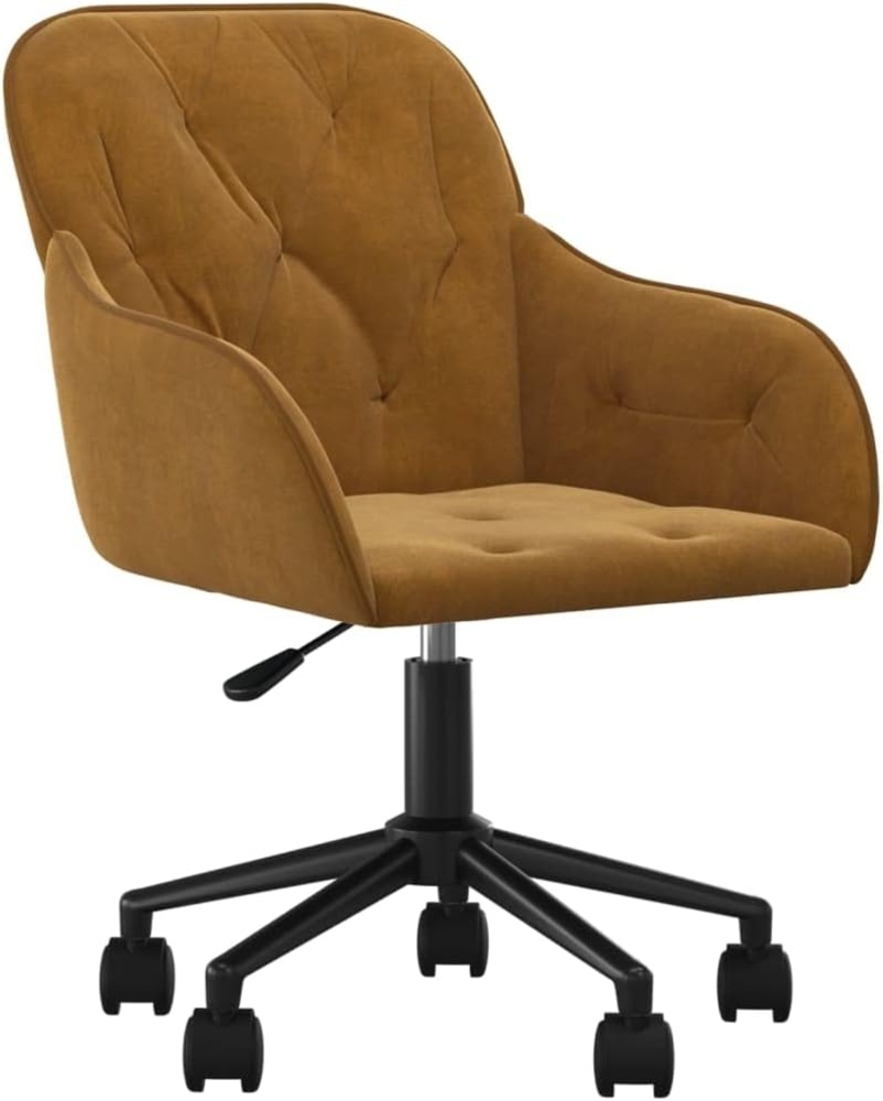 Bürostuhl Drehbar Braun Samt, 78 x 61 x 56 cm Bild 1